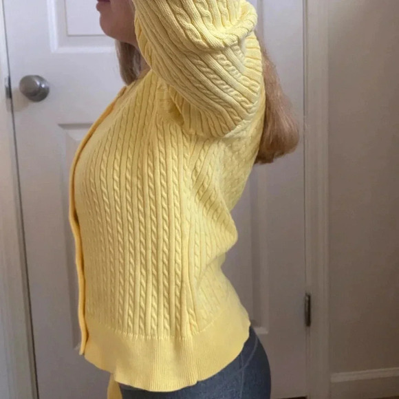 Lilly Pulitzer Yellow Cable Knit Cardigan Sweater - Picture 3 of 6